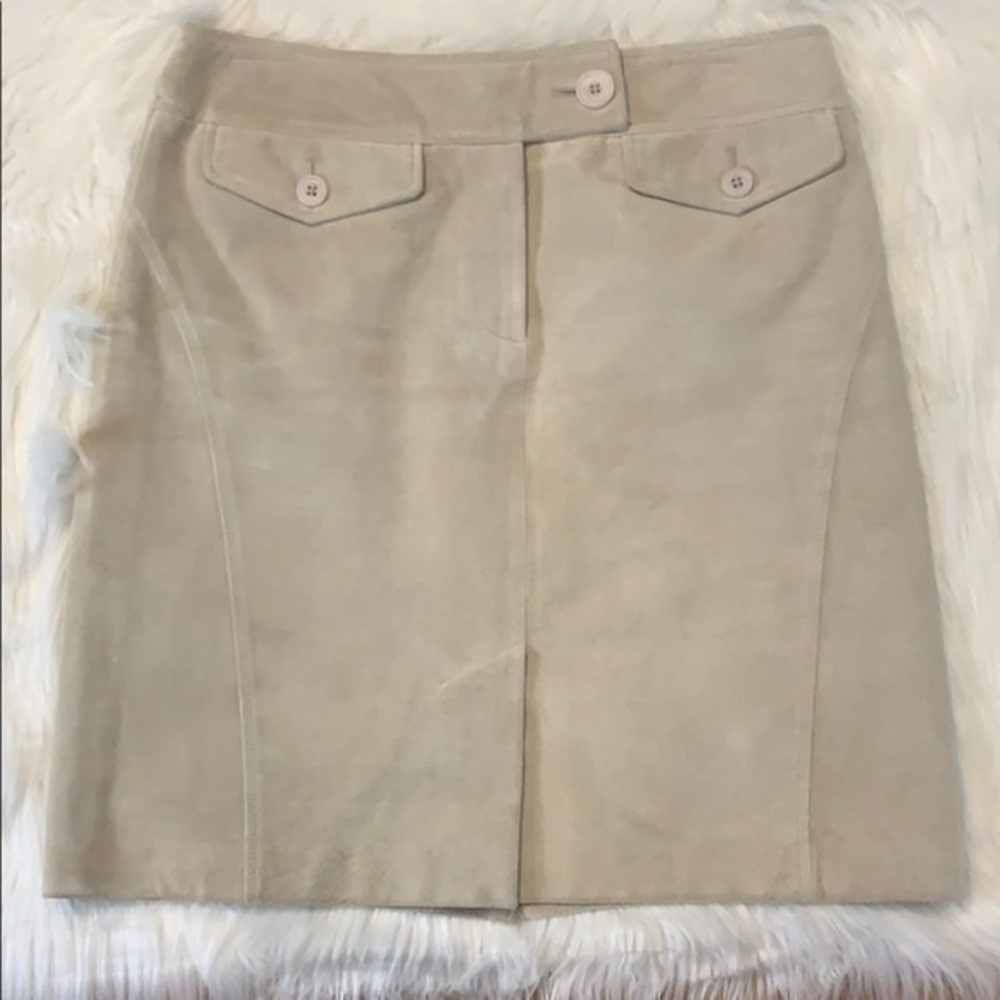 LOFT genuine suede skirt light beige 6